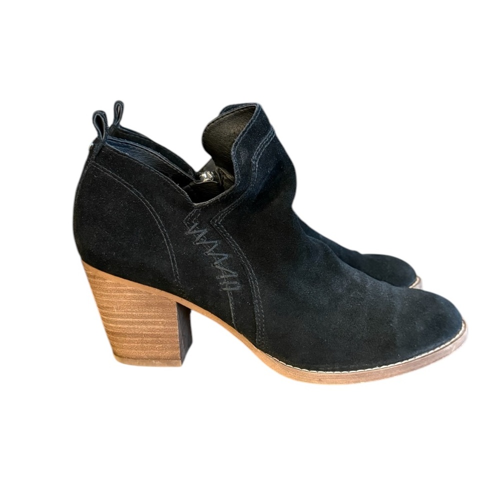 Sam Edelman Mathia Black Suede Western Ankle Zipper Booties Women’s Size 10